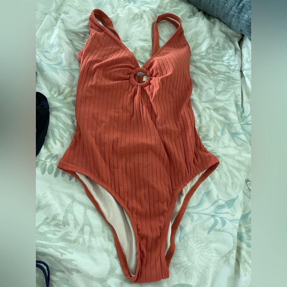 Kona Sol Terracotta Ribbed Swimsuit